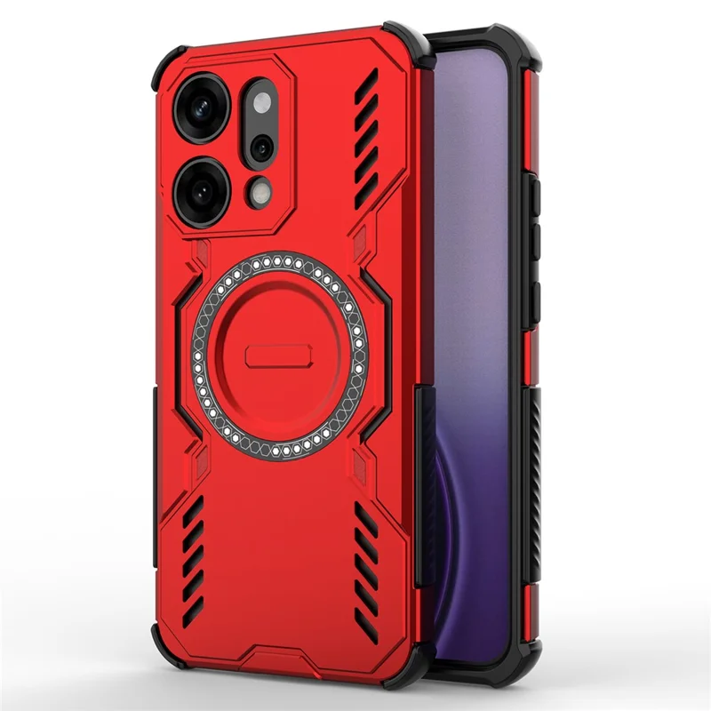 For Oppo Reno14 Pro 5G (Global) Magnetic Case Butterfly Armor Hollow Heat Dissipation PC + TPU Phone Cover - Black-Cellmalls