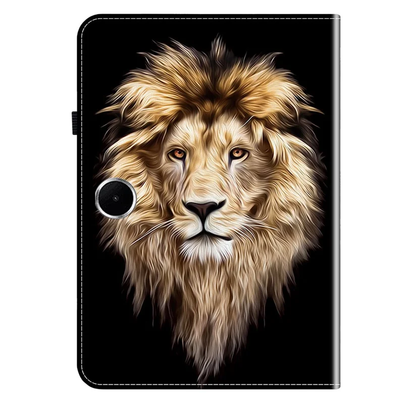 For Oppo Pad SE Leather Case Pattern Printed Stand Tablet Cover with Card Slots - Lion Head-Cellmalls