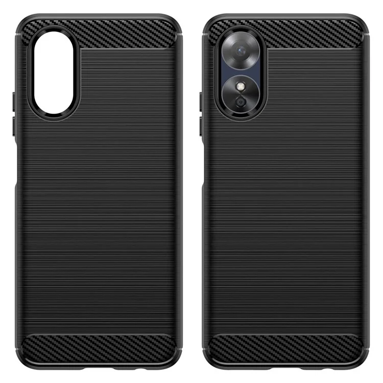 For Oppo A17 4G / A17k 4G Flexible TPU Phone Back Cover Carbon Fiber Texture Brushed Anti-drop Case - Black-Cellmalls