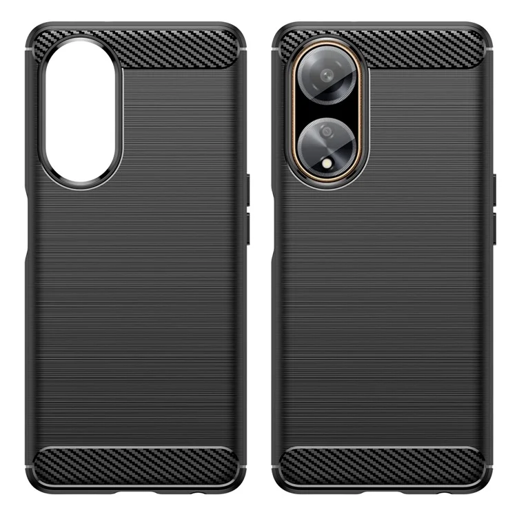 For Oppo A1 5G / A98 5G / F23 5G Soft TPU Phone Case Carbon Fiber Texture Brushed Phone Cover - Black-Cellmalls