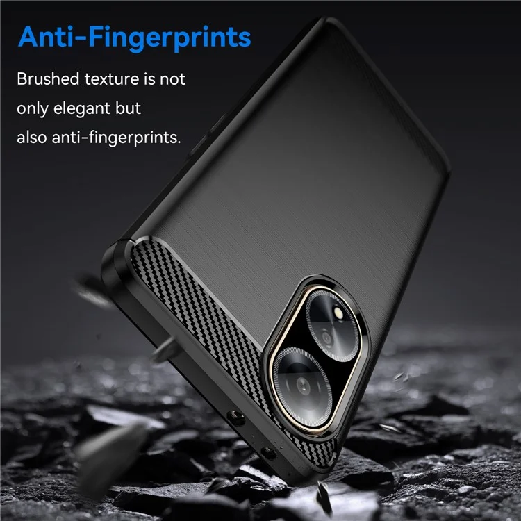 For Oppo A1 5G / A98 5G / F23 5G Soft TPU Phone Case Carbon Fiber Texture Brushed Phone Cover - Black-Cellmalls