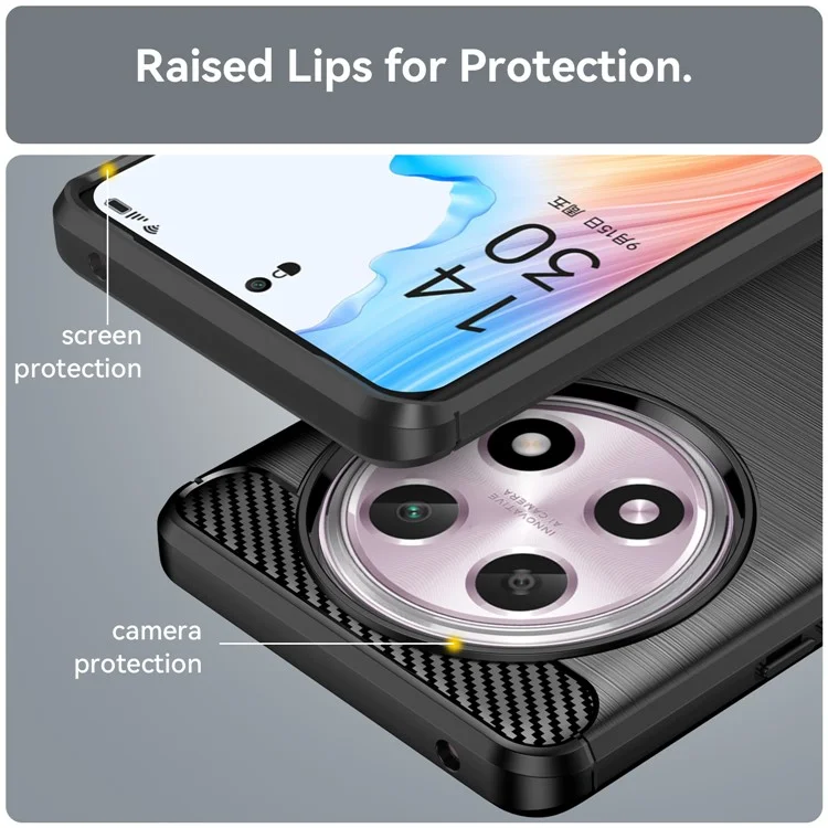 For Oppo A2 Pro 5G Case Shockproof TPU Shell Carbon Fiber Texture Cell Phone Cover - Black-Cellmalls
