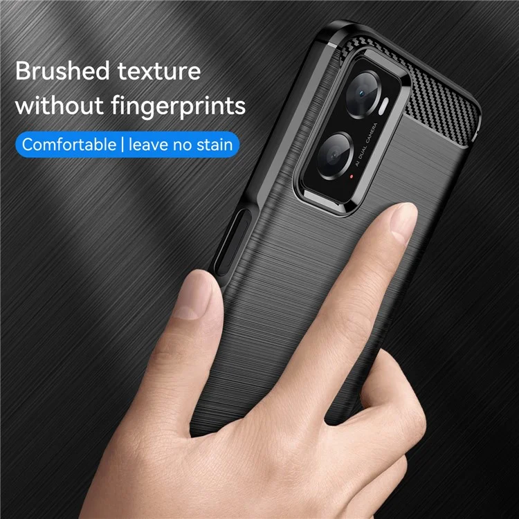 For Oppo A36 / A76 / Realme 9i 4G Brushed Surface Carbon Fiber Texture TPU Back Case Phone Cover - Black-Cellmalls