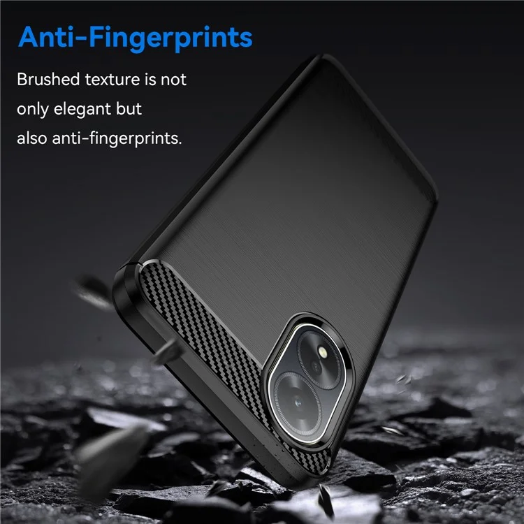 For Oppo A38 4G Case Flexible TPU Phone Cover Brushed Carbon Fiber Texture Shell - Black-Cellmalls