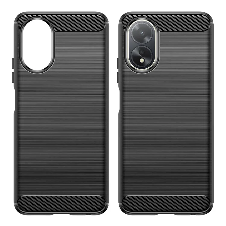For Oppo A38 4G Case Flexible TPU Phone Cover Brushed Carbon Fiber Texture Shell - Black-Cellmalls