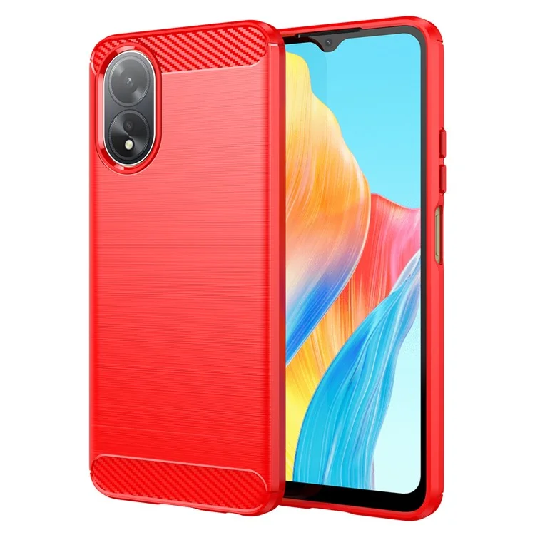For Oppo A38 4G Case Flexible TPU Phone Cover Brushed Carbon Fiber Texture Shell - Black-Cellmalls