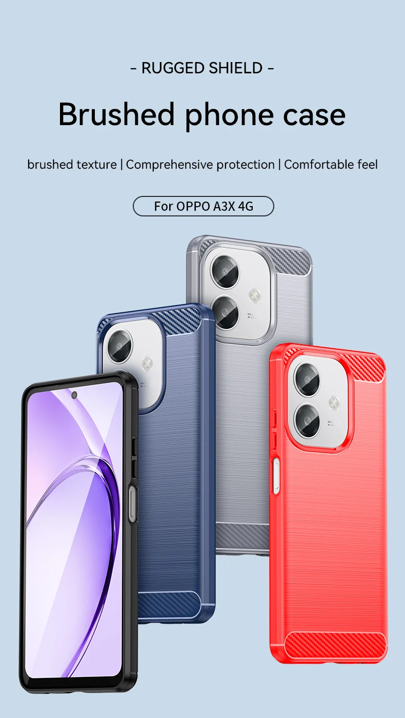 For Oppo A3x 4G / A3x 5G (India) / A3 4G / A3 5G / A40M 4G / A40 4G / A3i 5G / A60 5G Case Carbon Fiber Texture TPU Brushed Phone Cover - Black-Cellmalls
