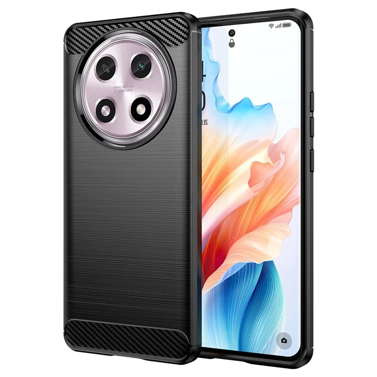 For Oppo A2 Pro 5G Case Shockproof TPU Shell Carbon Fiber Texture Cell Phone Cover - Black-Cellmalls