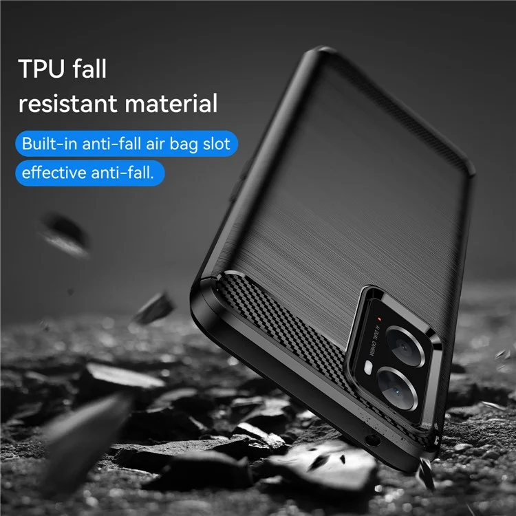 For Oppo A36 / A76 / Realme 9i 4G Brushed Surface Carbon Fiber Texture TPU Back Case Phone Cover - Black-Cellmalls
