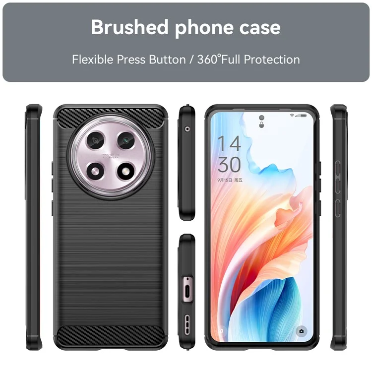 For Oppo A2 Pro 5G Case Shockproof TPU Shell Carbon Fiber Texture Cell Phone Cover - Black-Cellmalls