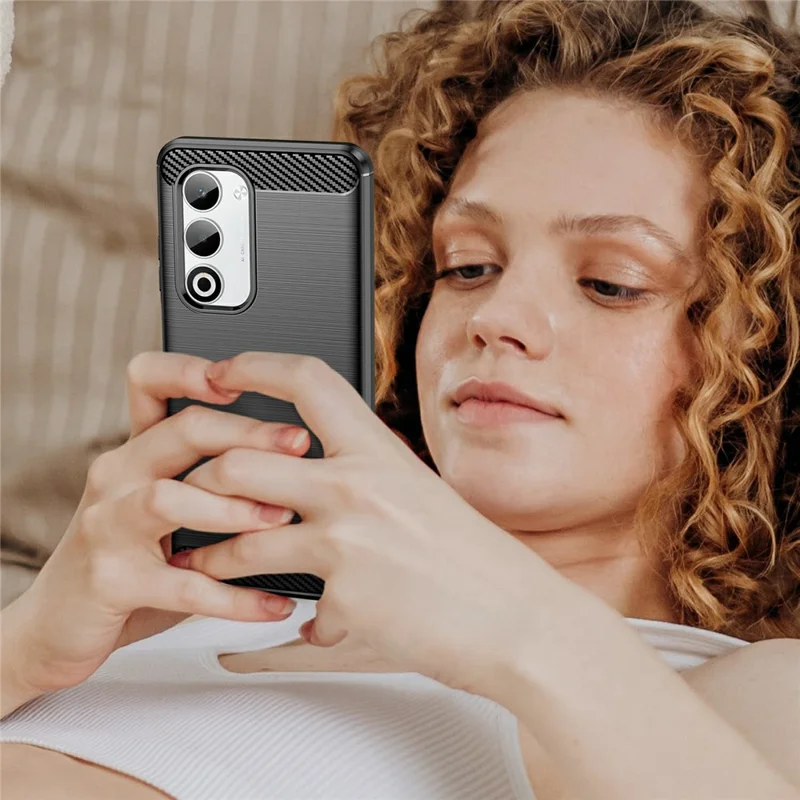 For Oppo A5 5G / A5 4G Case Protective Phone Cover Carbon Fiber Texture Brushed - Black-Cellmalls