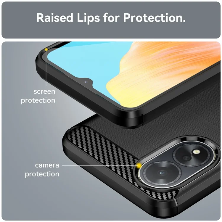 For Oppo A38 4G Case Flexible TPU Phone Cover Brushed Carbon Fiber Texture Shell - Black-Cellmalls