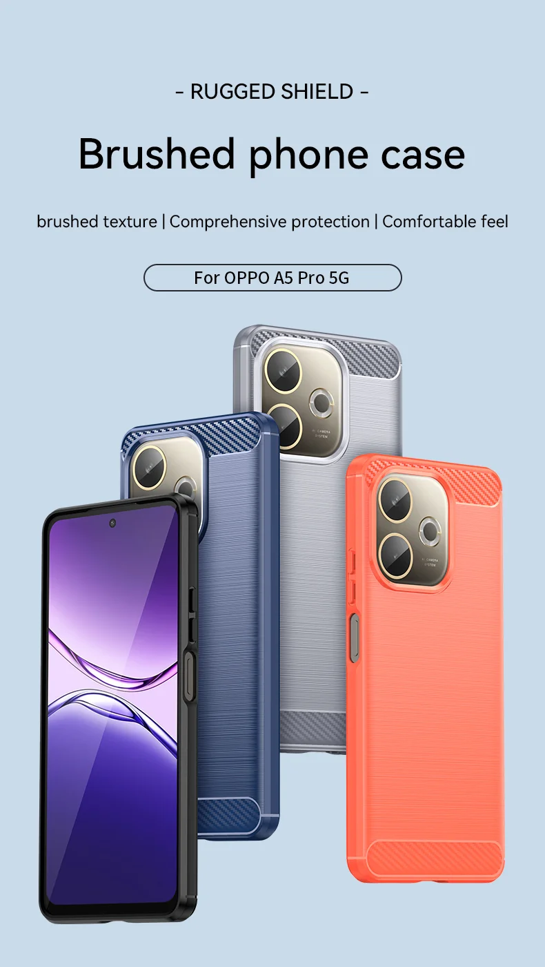 For Oppo A5 Pro 4G (Global) / 5G (Global) / A5 Energy 5G (China) Case Protective Phone Cover Carbon Fiber Texture Brushed - Black-Cellmalls