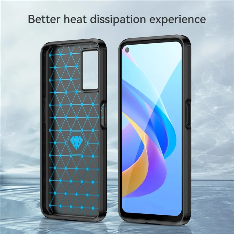 For Oppo A36 / A76 / Realme 9i 4G Brushed Surface Carbon Fiber Texture TPU Back Case Phone Cover - Black-Cellmalls