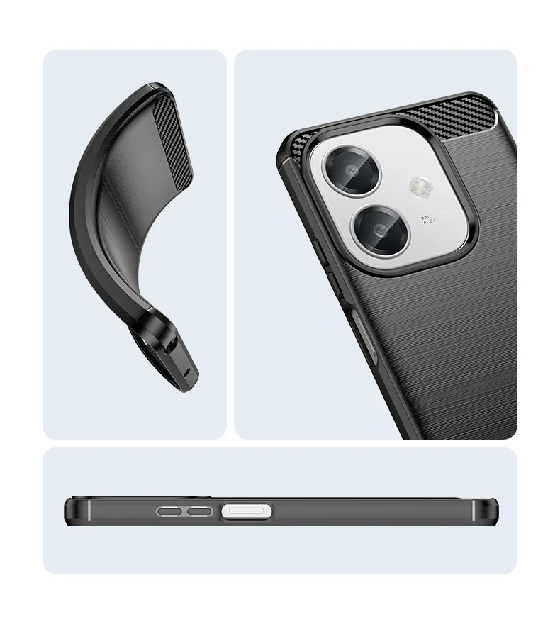 For Oppo A3x 4G / A3x 5G (India) / A3 4G / A3 5G / A40M 4G / A40 4G / A3i 5G / A60 5G Case Carbon Fiber Texture TPU Brushed Phone Cover - Black-Cellmalls