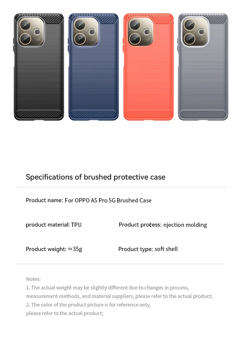 For Oppo A5 Pro 4G (Global) / 5G (Global) / A5 Energy 5G (China) Case Protective Phone Cover Carbon Fiber Texture Brushed - Black-Cellmalls