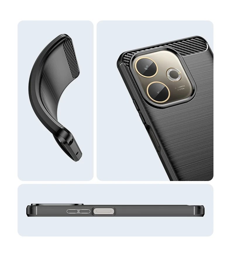 For Oppo A5 Pro 4G (Global) / 5G (Global) / A5 Energy 5G (China) Case Protective Phone Cover Carbon Fiber Texture Brushed - Black-Cellmalls