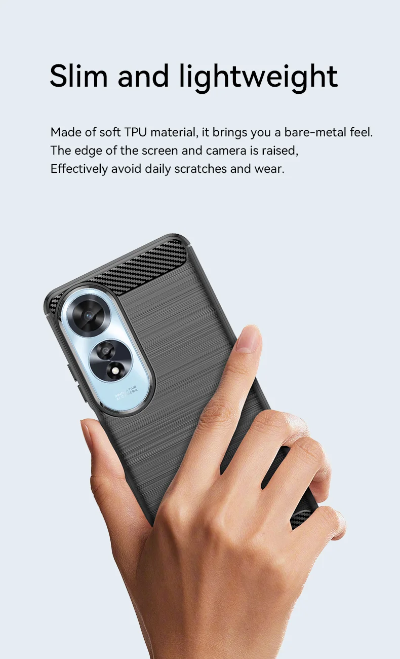 For Oppo A60 4G Case Protective Carbon Fiber Texture TPU Phone Cover - Black-Cellmalls