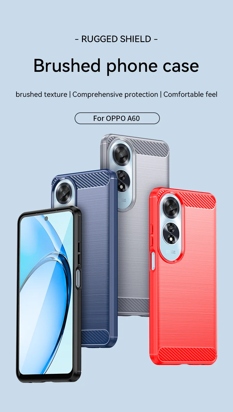 For Oppo A60 4G Case Protective Carbon Fiber Texture TPU Phone Cover - Black-Cellmalls