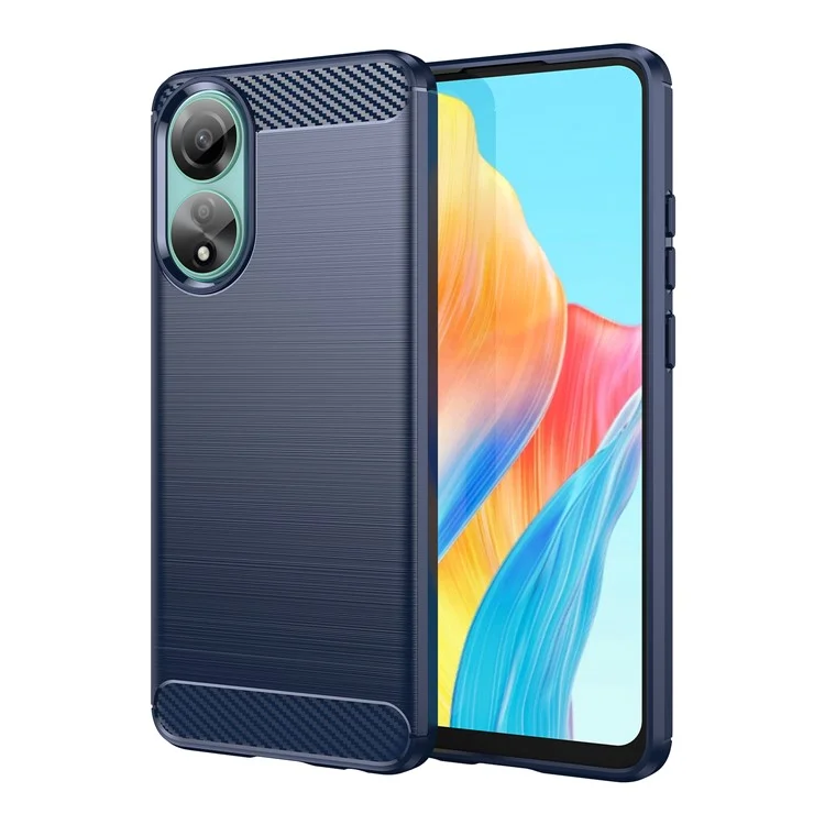 Protective TPU Phone Case for Oppo A78 4G , Carbon Fiber Texture Brushed Phone Cover - Blue-Cellmalls
