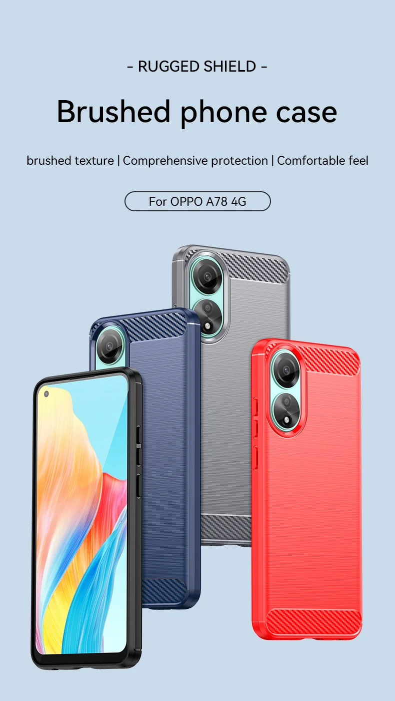 Protective TPU Phone Case for Oppo A78 4G , Carbon Fiber Texture Brushed Phone Cover - Blue-Cellmalls