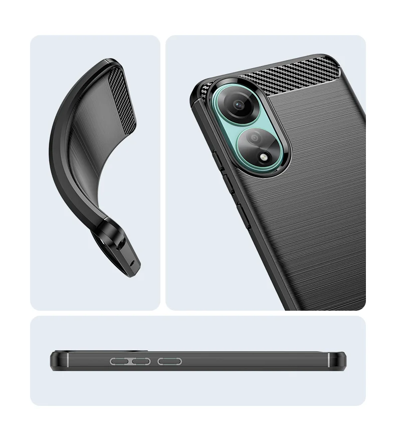 Protective TPU Phone Case for Oppo A78 4G , Carbon Fiber Texture Brushed Phone Cover - Blue-Cellmalls
