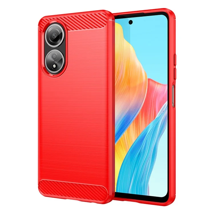 Phone Shell for Oppo A58 4G , Carbon Fiber Texture Phone Case Soft TPU Brushed Cover - Blue-Cellmalls