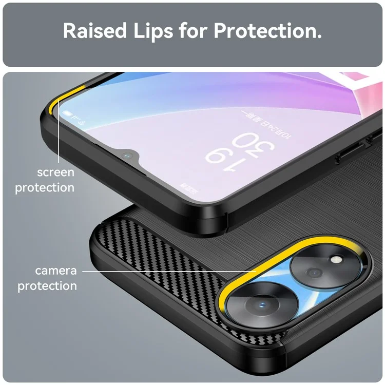 TPU Case for Oppo A78 5G / A58 5G / A58x 5G , Brushed Carbon Fiber Texture Cell Phone Cover - Black-Cellmalls