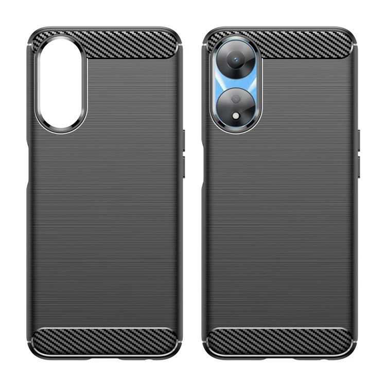 TPU Case for Oppo A78 5G / A58 5G / A58x 5G , Brushed Carbon Fiber Texture Cell Phone Cover - Black-Cellmalls