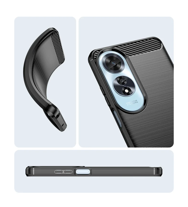 For Oppo A60 4G Case Protective Carbon Fiber Texture TPU Phone Cover - Black-Cellmalls