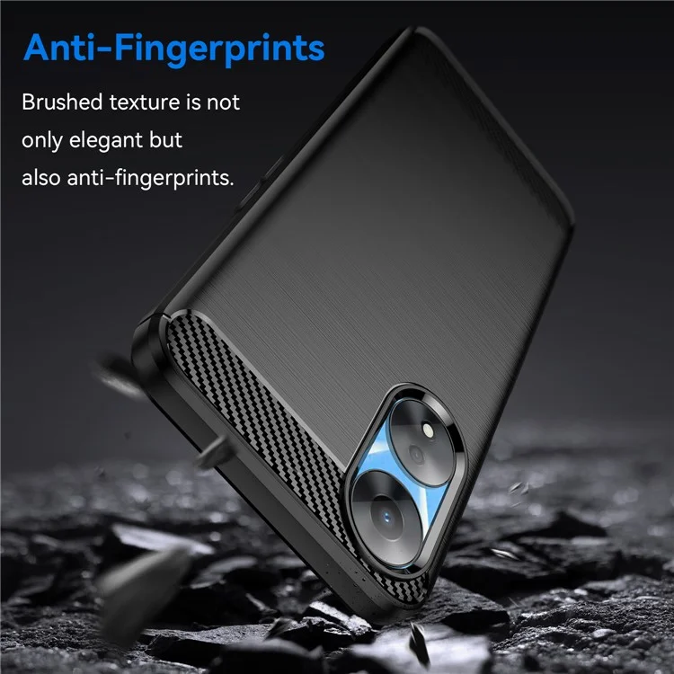 TPU Case for Oppo A78 5G / A58 5G / A58x 5G , Brushed Carbon Fiber Texture Cell Phone Cover - Black-Cellmalls