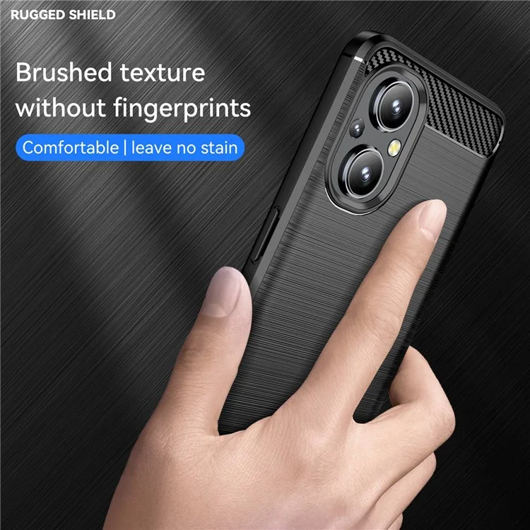 For Oppo F21 Pro 5G Carbon Fiber Texture Wear-resistant Drop-proof Brushed Phone Case Soft TPU Cellphone Shell - Black-Cellmalls