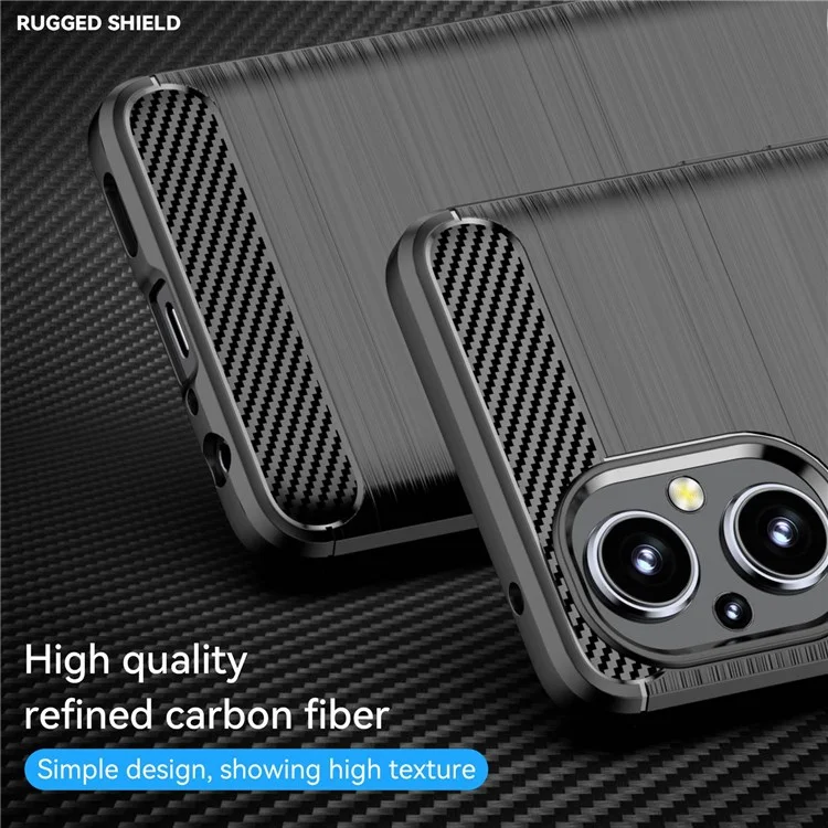 For Oppo F21 Pro 5G Carbon Fiber Texture Wear-resistant Drop-proof Brushed Phone Case Soft TPU Cellphone Shell - Black-Cellmalls