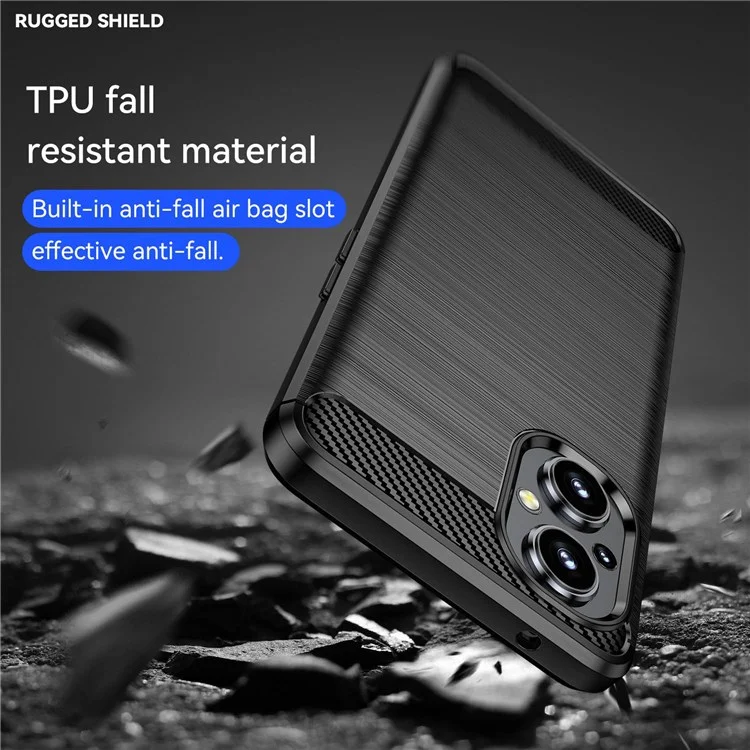 For Oppo F21 Pro 5G Carbon Fiber Texture Wear-resistant Drop-proof Brushed Phone Case Soft TPU Cellphone Shell - Black-Cellmalls