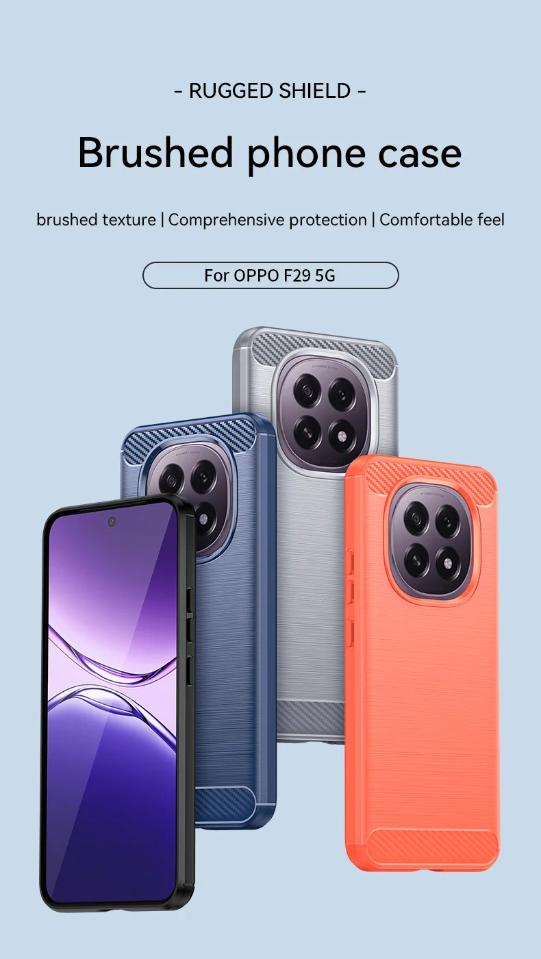 For Oppo F29 5G Case Protective Phone Cover Carbon Fiber Texture Brushed - Black-Cellmalls