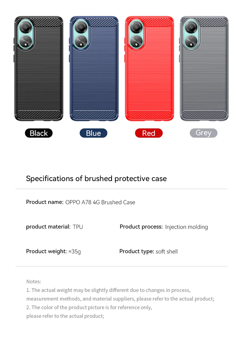 Protective TPU Phone Case for Oppo A78 4G , Carbon Fiber Texture Brushed Phone Cover - Blue-Cellmalls