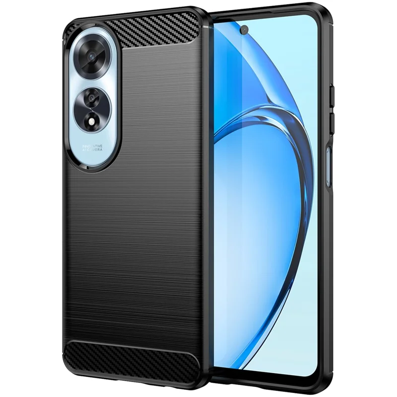 For Oppo A60 4G Case Protective Carbon Fiber Texture TPU Phone Cover - Black-Cellmalls