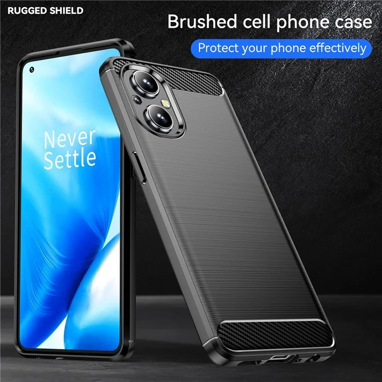 For Oppo F21 Pro 5G Carbon Fiber Texture Wear-resistant Drop-proof Brushed Phone Case Soft TPU Cellphone Shell - Black-Cellmalls