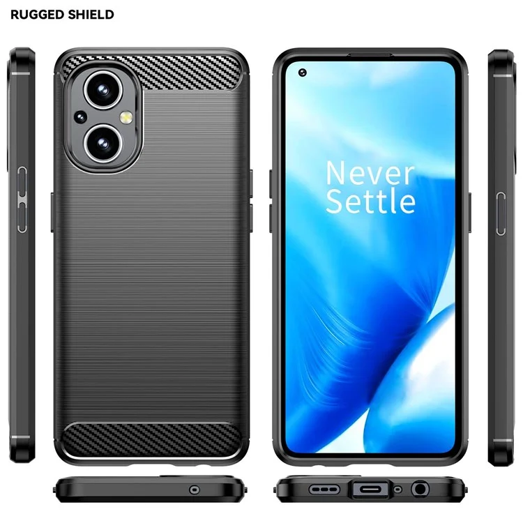 For Oppo F21 Pro 5G Carbon Fiber Texture Wear-resistant Drop-proof Brushed Phone Case Soft TPU Cellphone Shell - Black-Cellmalls