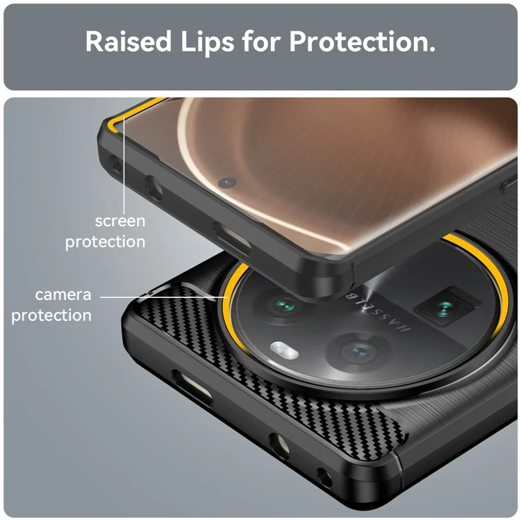 Carbon Fiber Texture Phone Case for Oppo Find X6 , Brushed Soft TPU Phone Cover - Black-Cellmalls