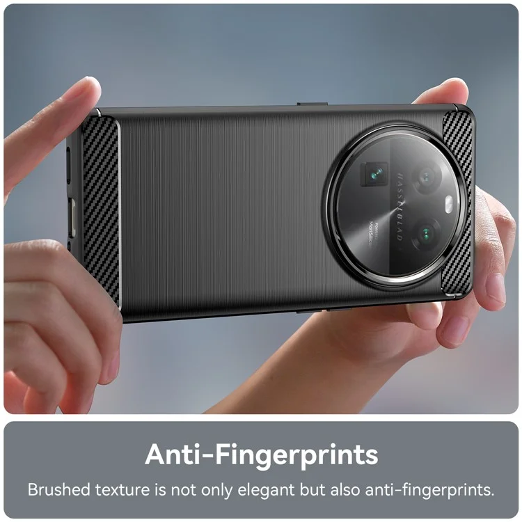 Carbon Fiber Texture Phone Case for Oppo Find X6 , Brushed Soft TPU Phone Cover - Black-Cellmalls