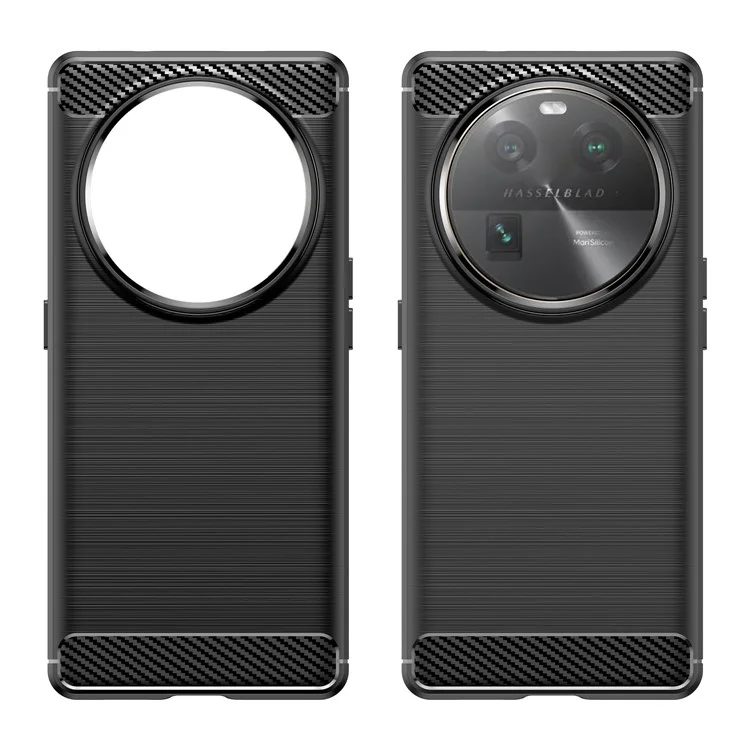 Carbon Fiber Texture Phone Case for Oppo Find X6 , Brushed Soft TPU Phone Cover - Black-Cellmalls