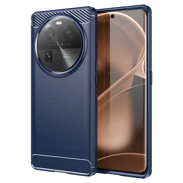 Carbon Fiber Texture Phone Case for Oppo Find X6 , Brushed Soft TPU Phone Cover - Black-Cellmalls