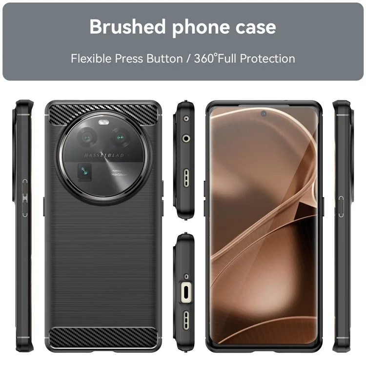 Carbon Fiber Texture Phone Case for Oppo Find X6 , Brushed Soft TPU Phone Cover - Black-Cellmalls