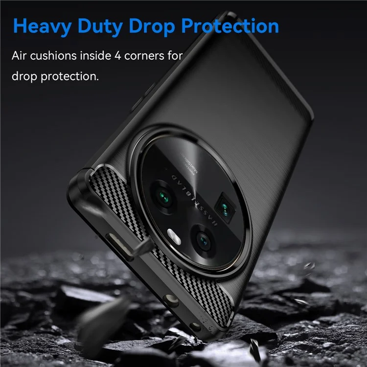 Carbon Fiber Texture Phone Case for Oppo Find X6 , Brushed Soft TPU Phone Cover - Black-Cellmalls