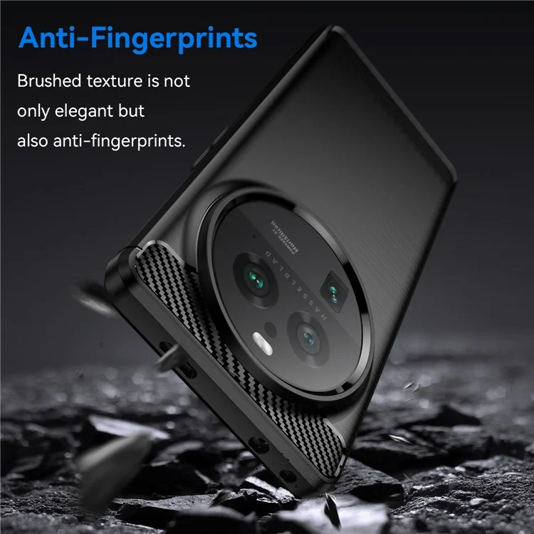 Mobile Phone Case for Oppo Find X6 Pro , Brushed Carbon Fiber Texture Phone TPU Back Cover - Black-Cellmalls