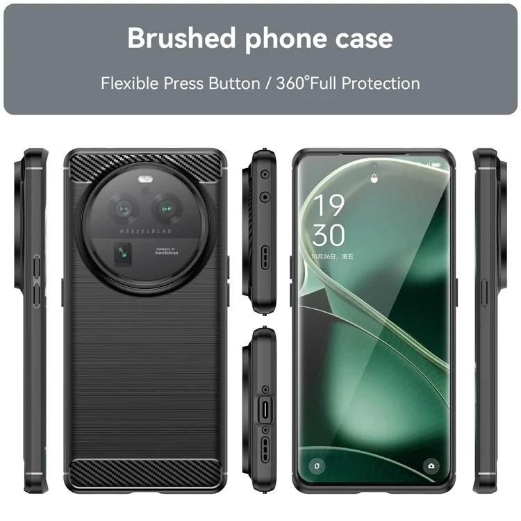 Mobile Phone Case for Oppo Find X6 Pro , Brushed Carbon Fiber Texture Phone TPU Back Cover - Black-Cellmalls