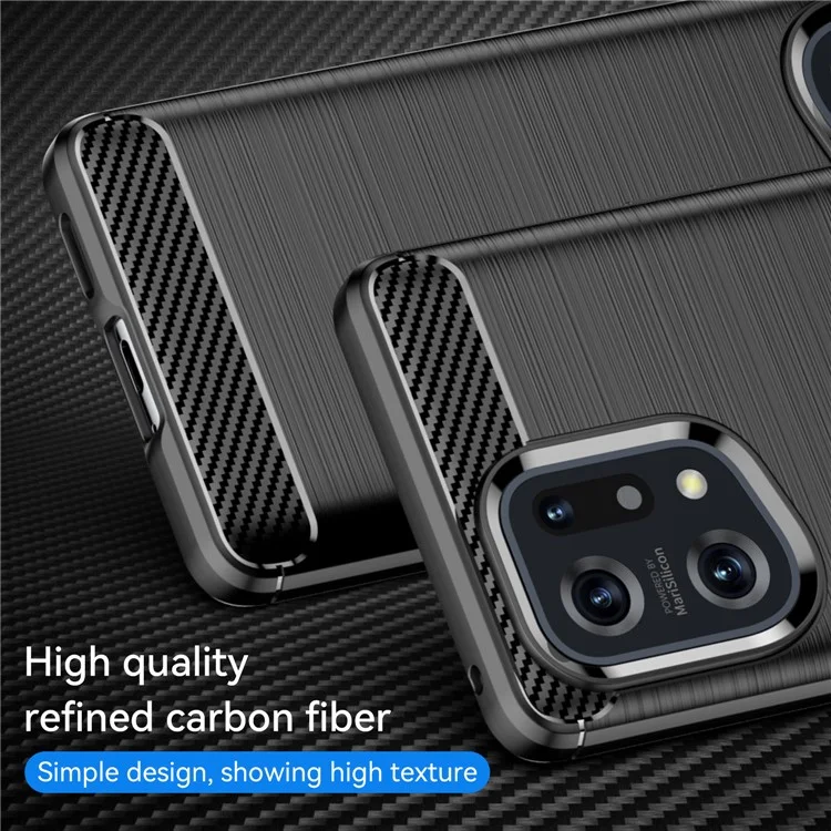 For Oppo Find X5 Carbon Fiber Texture 1.8mm Brushed Surface Phone Case Anti-scratch TPU Back Cover - Black-Cellmalls