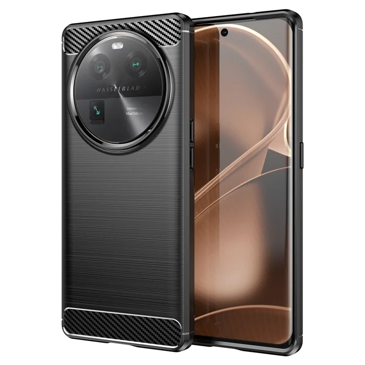 Carbon Fiber Texture Phone Case for Oppo Find X6 , Brushed Soft TPU Phone Cover - Black-Cellmalls
