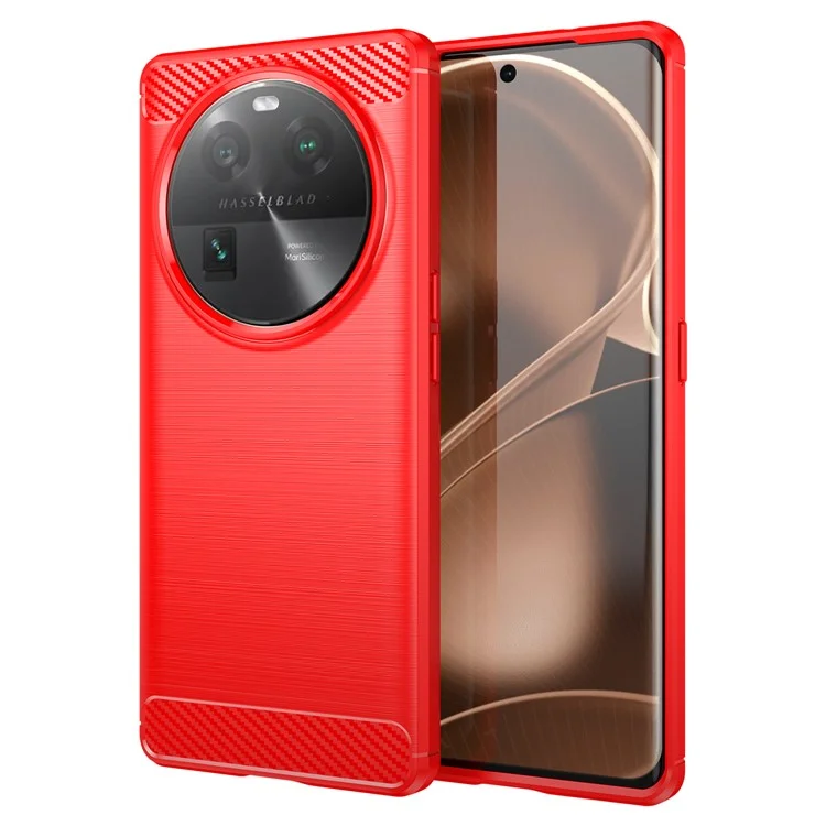 Carbon Fiber Texture Phone Case for Oppo Find X6 , Brushed Soft TPU Phone Cover - Black-Cellmalls